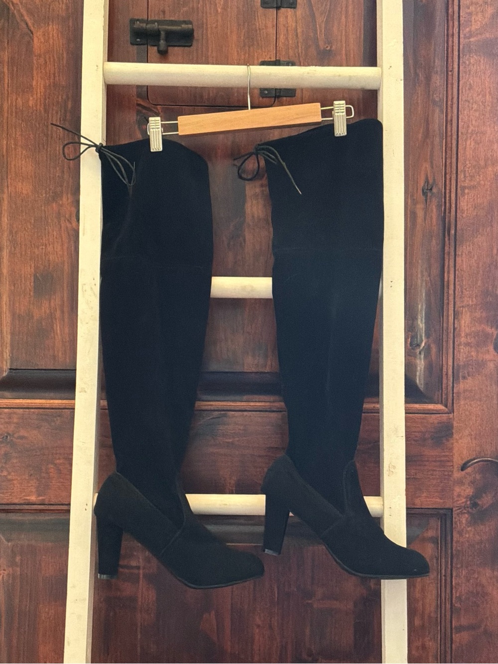 Source Unknown Black Suede Over-the-Knee High Heel Boots